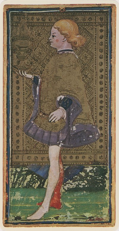 Il Fante di Coppe, facsimile di una carta dei tarocchi dal mazzo 
